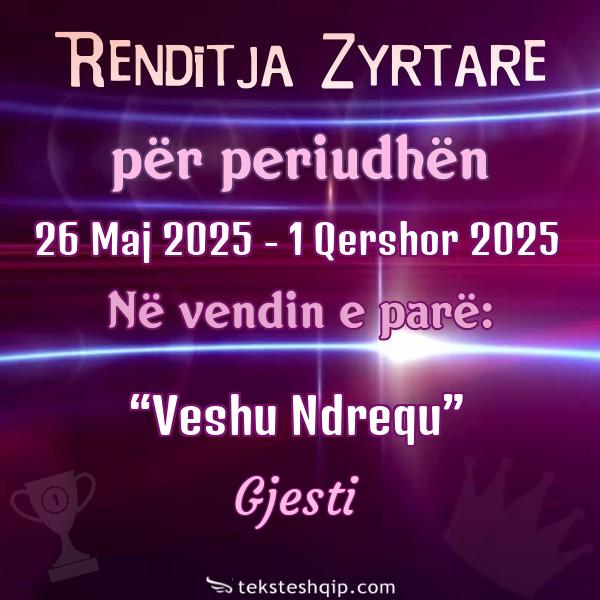 Top 100 26 Maj 2025 - 1 Qershor 2025