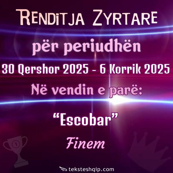 Top 100 30 Qershor 2025 - 6 Korrik 2025